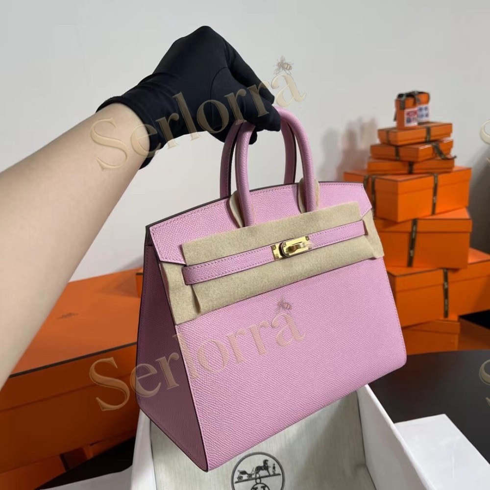 HERMES BIRKIN 25 EPSOM LEATHER IN MAUVE SYLVESTRE (WILD MALLOW) WITH GOLD HARDWARE