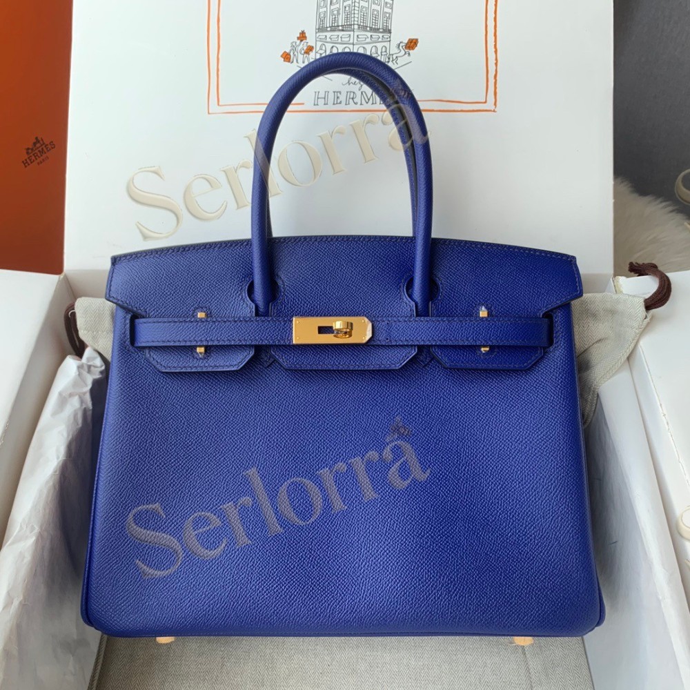 HERMES BIRKIN 30 EPSOM LEATHER IN BLEU ELECTRIQUE (ELECTRIC BLUE) WITH GOLD HARDWARE