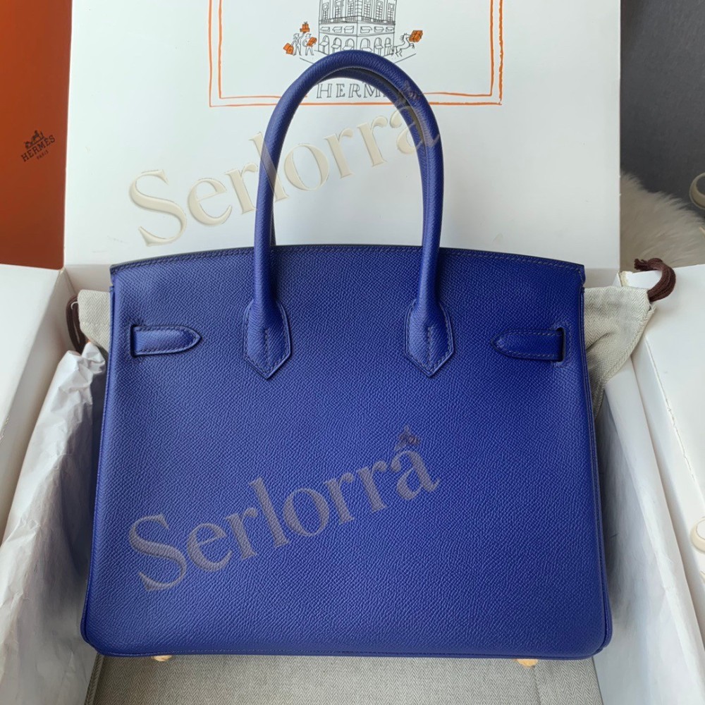HERMES BIRKIN 30 EPSOM LEATHER IN BLEU ELECTRIQUE (ELECTRIC BLUE) WITH GOLD HARDWARE