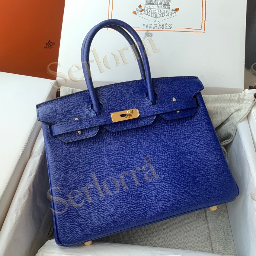 HERMES BIRKIN 30 EPSOM LEATHER IN BLEU ELECTRIQUE (ELECTRIC BLUE) WITH GOLD HARDWARE