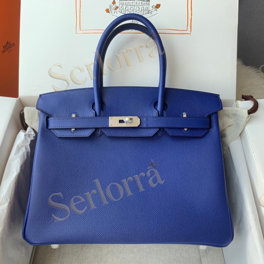HERMES BIRKIN 30 EPSOM LEATHER IN BLEU ELECTRIQUE (ELECTRIC BLUE) WITH GOLD HARDWARE