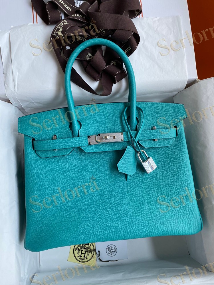 HERMES BIRKIN 30 EPSOM LEATHER IN BLEU PAON (PEACOCK BLUE) WITH PALLADIUM HARDWARE