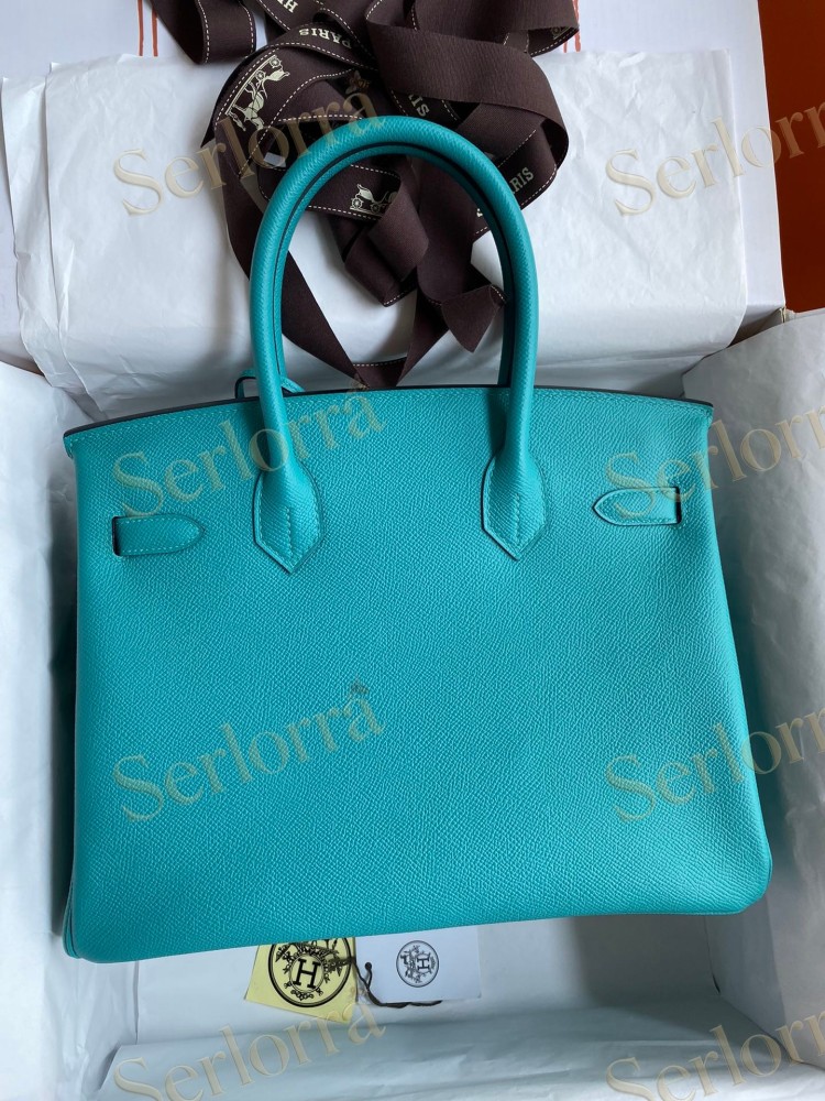 HERMES BIRKIN 30 EPSOM LEATHER IN BLEU PAON (PEACOCK BLUE) WITH PALLADIUM HARDWARE