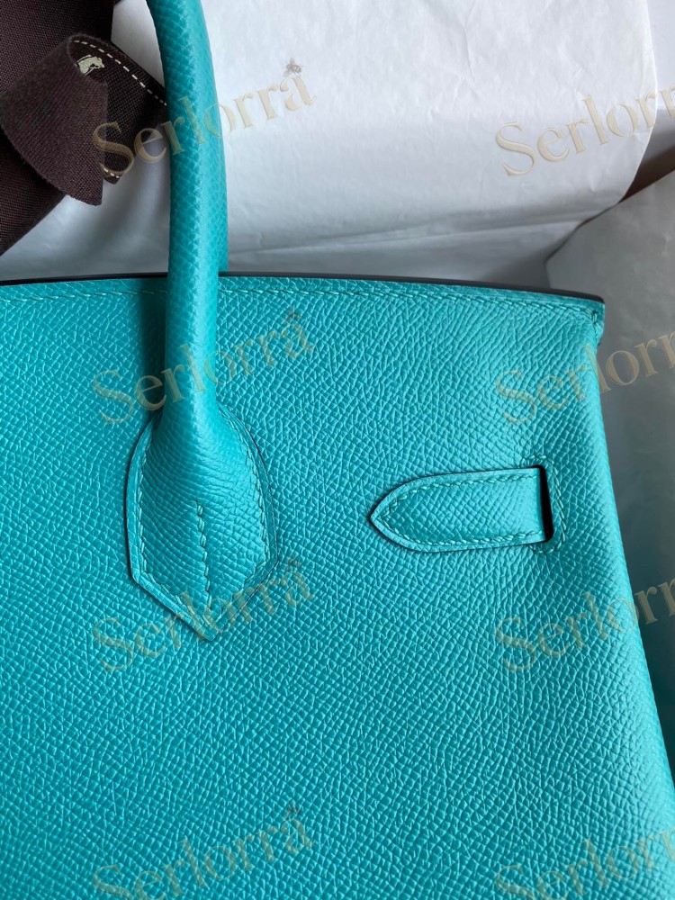 HERMES BIRKIN 30 EPSOM LEATHER IN BLEU PAON (PEACOCK BLUE) WITH PALLADIUM HARDWARE