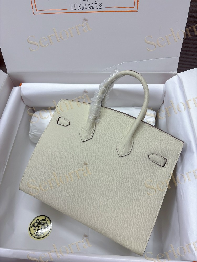 HERMES BIRKIN 25 EPSOM LEATHER IN CRAIE (CHALK / MILK WHITE) WITH GOLD HARDWARE