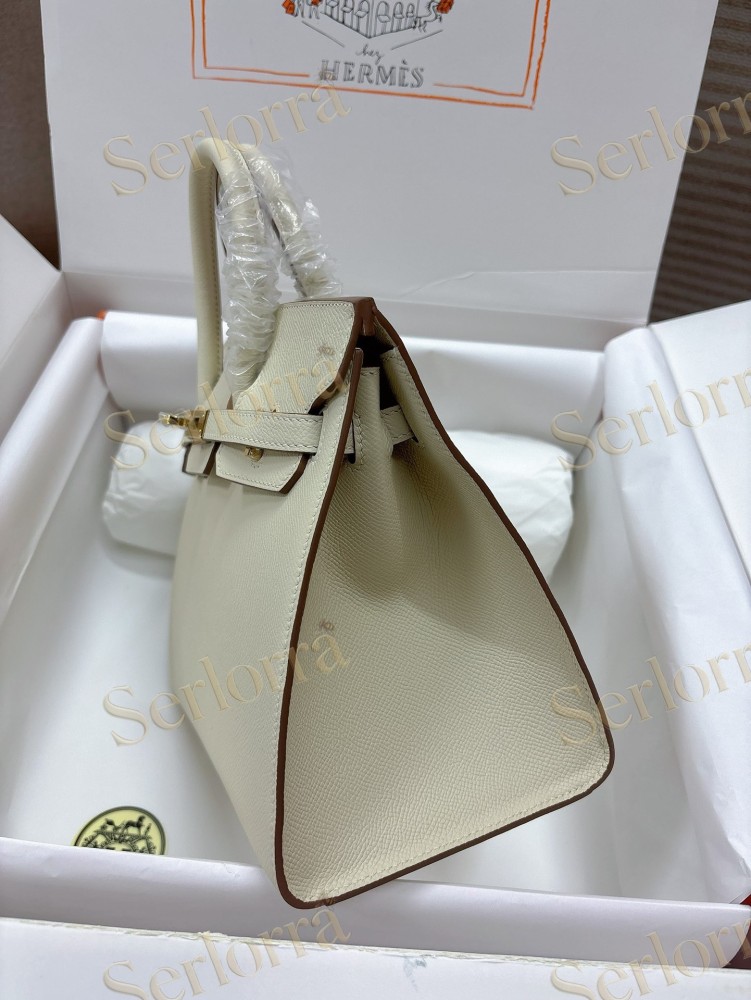 HERMES BIRKIN 25 EPSOM LEATHER IN CRAIE (CHALK / MILK WHITE) WITH GOLD HARDWARE
