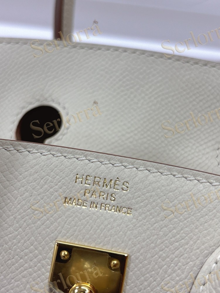 HERMES BIRKIN 25 EPSOM LEATHER IN CRAIE (CHALK / MILK WHITE) WITH GOLD HARDWARE