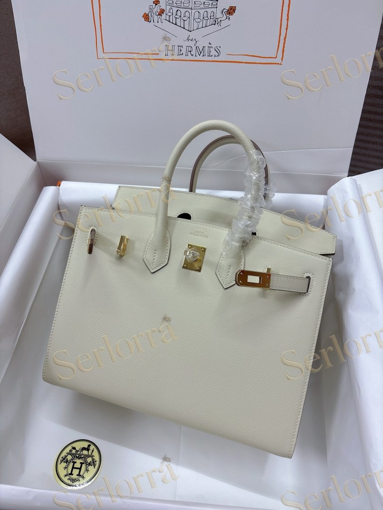HERMES BIRKIN 25 EPSOM LEATHER IN CRAIE (CHALK / MILK WHITE) WITH GOLD HARDWARE