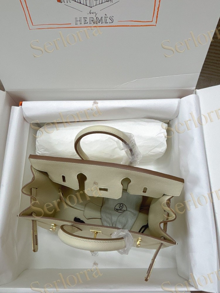 HERMES BIRKIN 25 EPSOM LEATHER IN CRAIE (CHALK / MILK WHITE) WITH GOLD HARDWARE