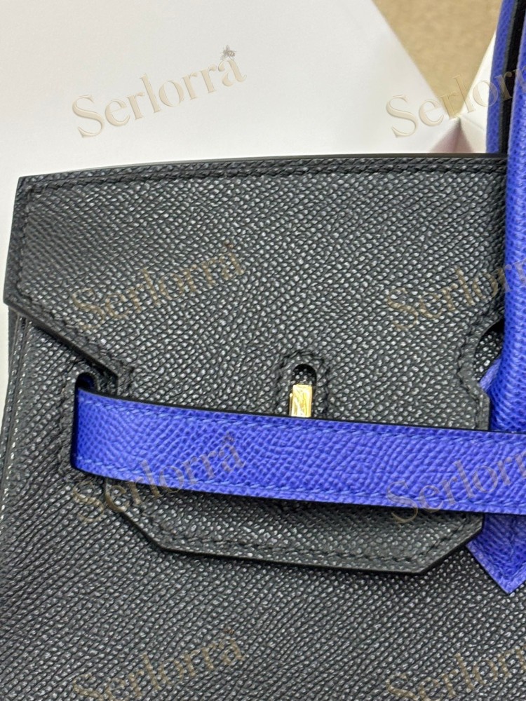 HERMES BIRKIN 35 EPSOM LEATHER IN BLEU NUIT (MIDNIGHT BLUE) & BLEU ELECTRIQUE (ELECTRIC BLUE) WITH GOLD HARDWARE