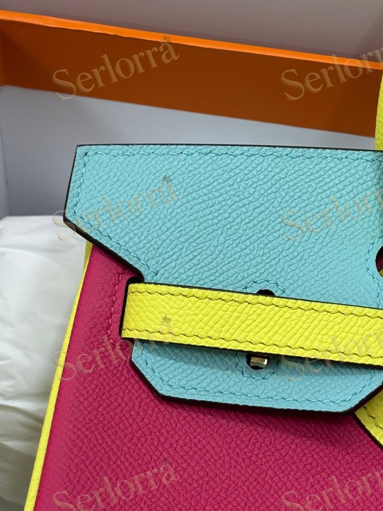 HERMES BIRKIN 25 SPECIAL ORDER (HSS) EPSOM LEATHER IN ROSE POURPRE (ROSE PURPLE) & BLEU ENCRE (INK BLUE) WITH GOLD HARDWARE