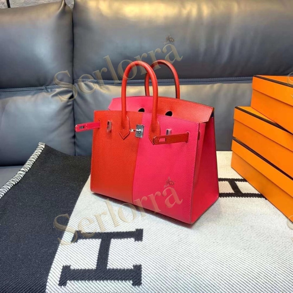 HERMES BIRKIN 25 EPSOM LEATHER IN ROUGE DE COEUR (HEART RED) WITH PALLADIUM HARDWARE