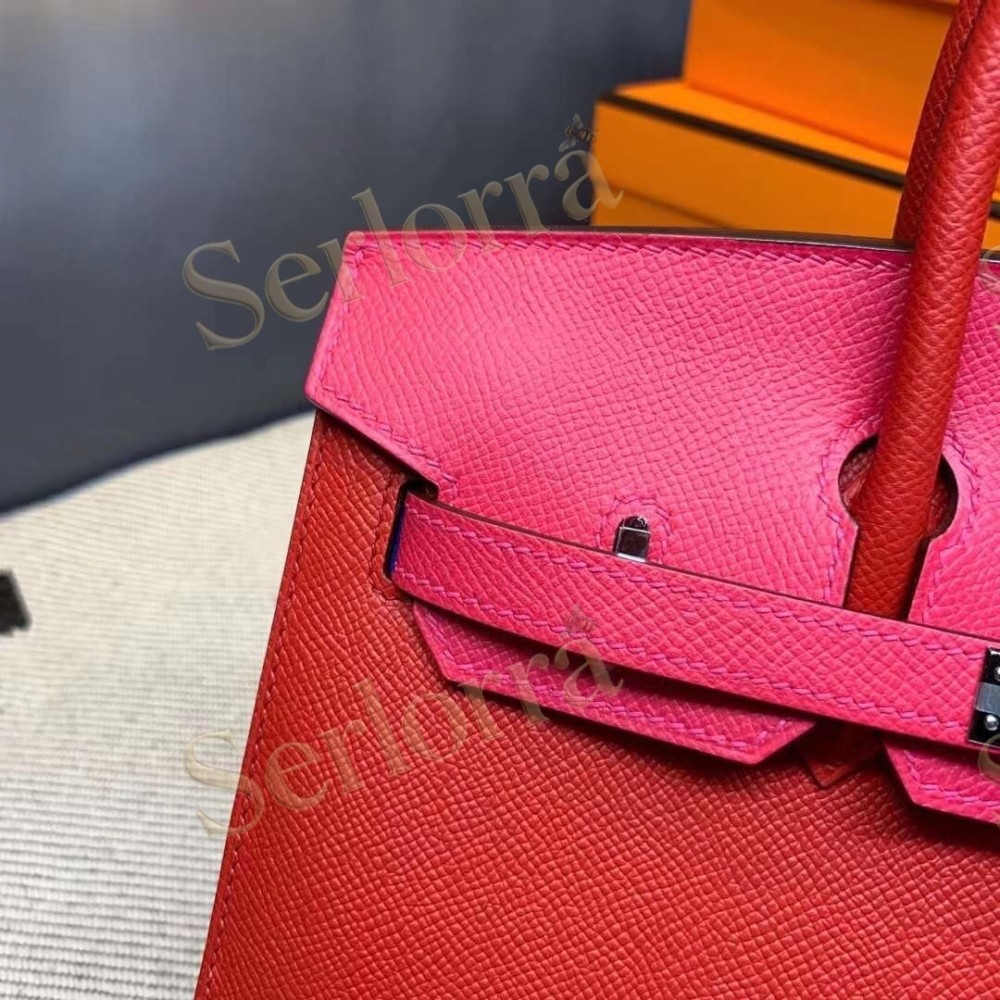 HERMES BIRKIN 25 EPSOM LEATHER IN ROUGE DE COEUR (HEART RED) WITH PALLADIUM HARDWARE