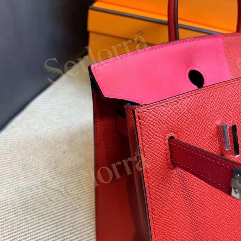 HERMES BIRKIN 25 EPSOM LEATHER IN ROUGE DE COEUR (HEART RED) WITH PALLADIUM HARDWARE