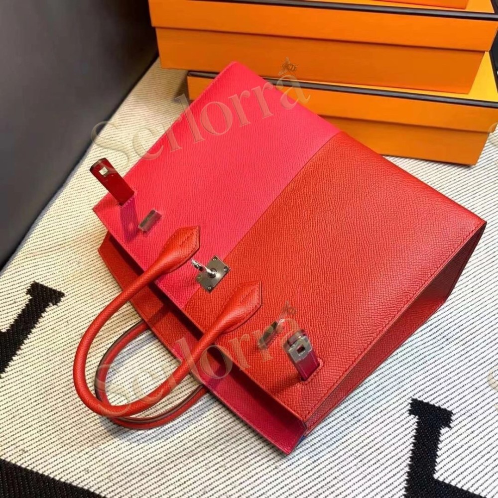 HERMES BIRKIN 25 EPSOM LEATHER IN ROUGE DE COEUR (HEART RED) WITH PALLADIUM HARDWARE