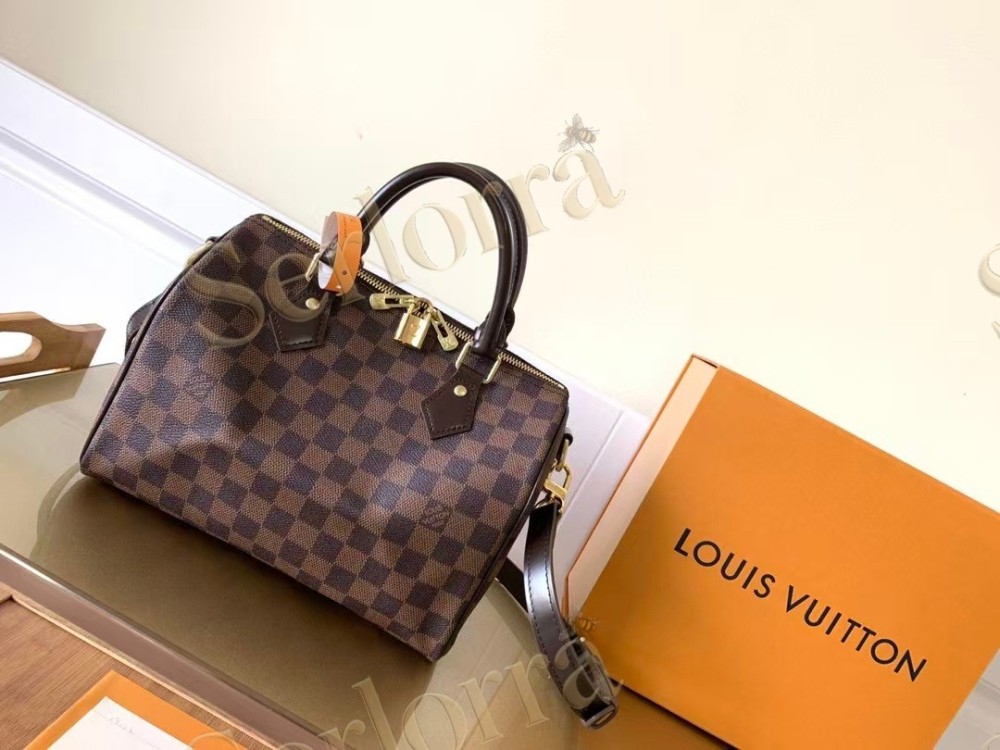 LOUIS VUITTON SPEEDY BANDOULIÈRE 25 DAMIER EBENE CANVAS