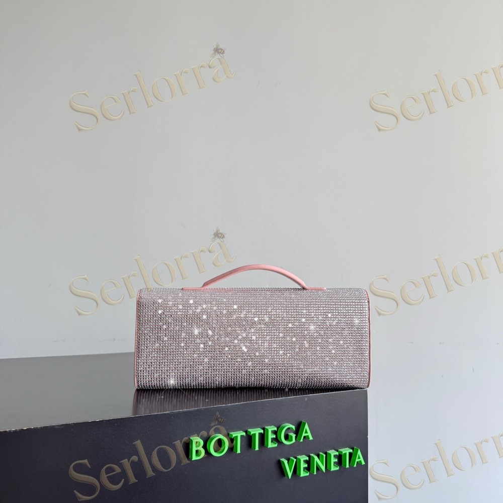BOTTEGA VENETA LEATHER CRYSTAL-EMBELLISHED ANDIAMO CLUTCH BAG
