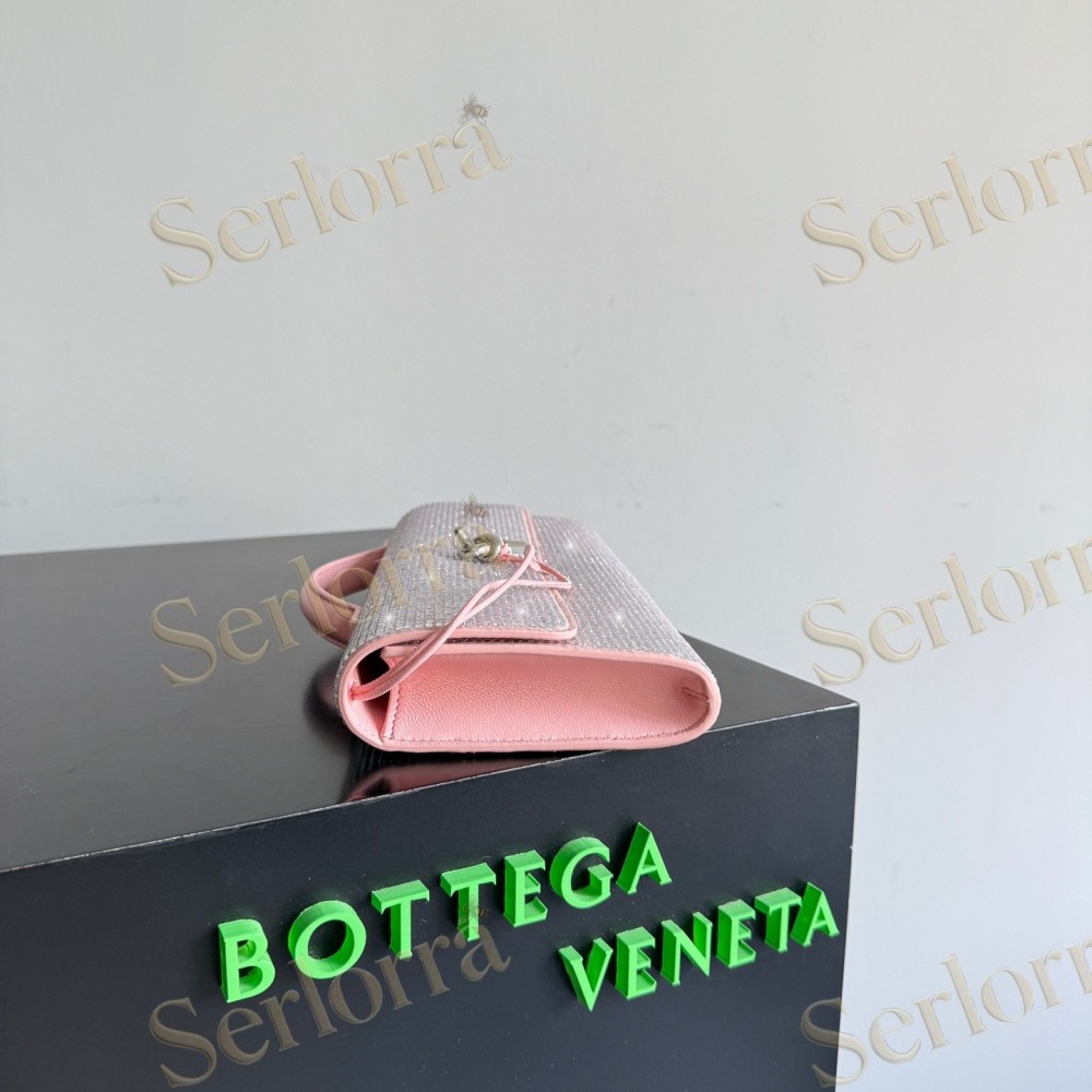 BOTTEGA VENETA LEATHER CRYSTAL-EMBELLISHED ANDIAMO CLUTCH BAG