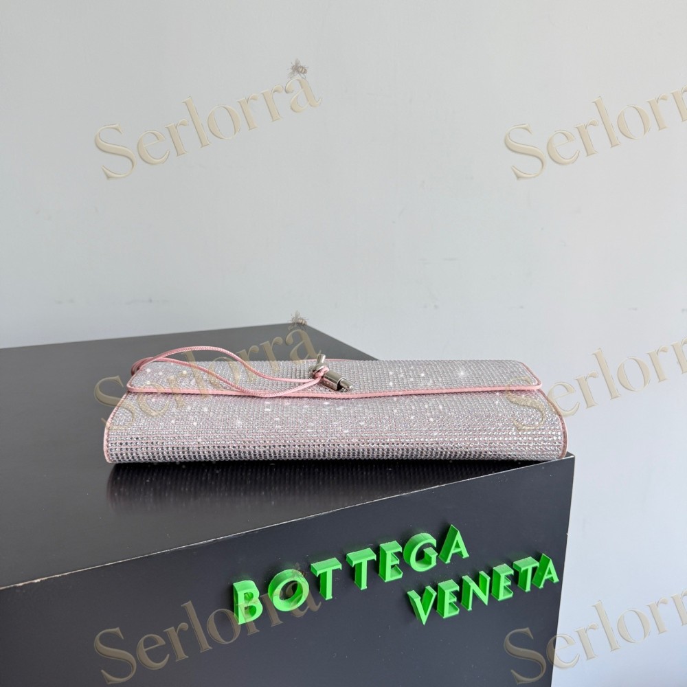 BOTTEGA VENETA LEATHER CRYSTAL-EMBELLISHED ANDIAMO CLUTCH BAG