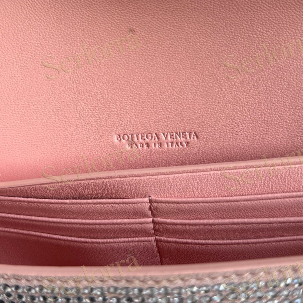 BOTTEGA VENETA LEATHER CRYSTAL-EMBELLISHED ANDIAMO CLUTCH BAG