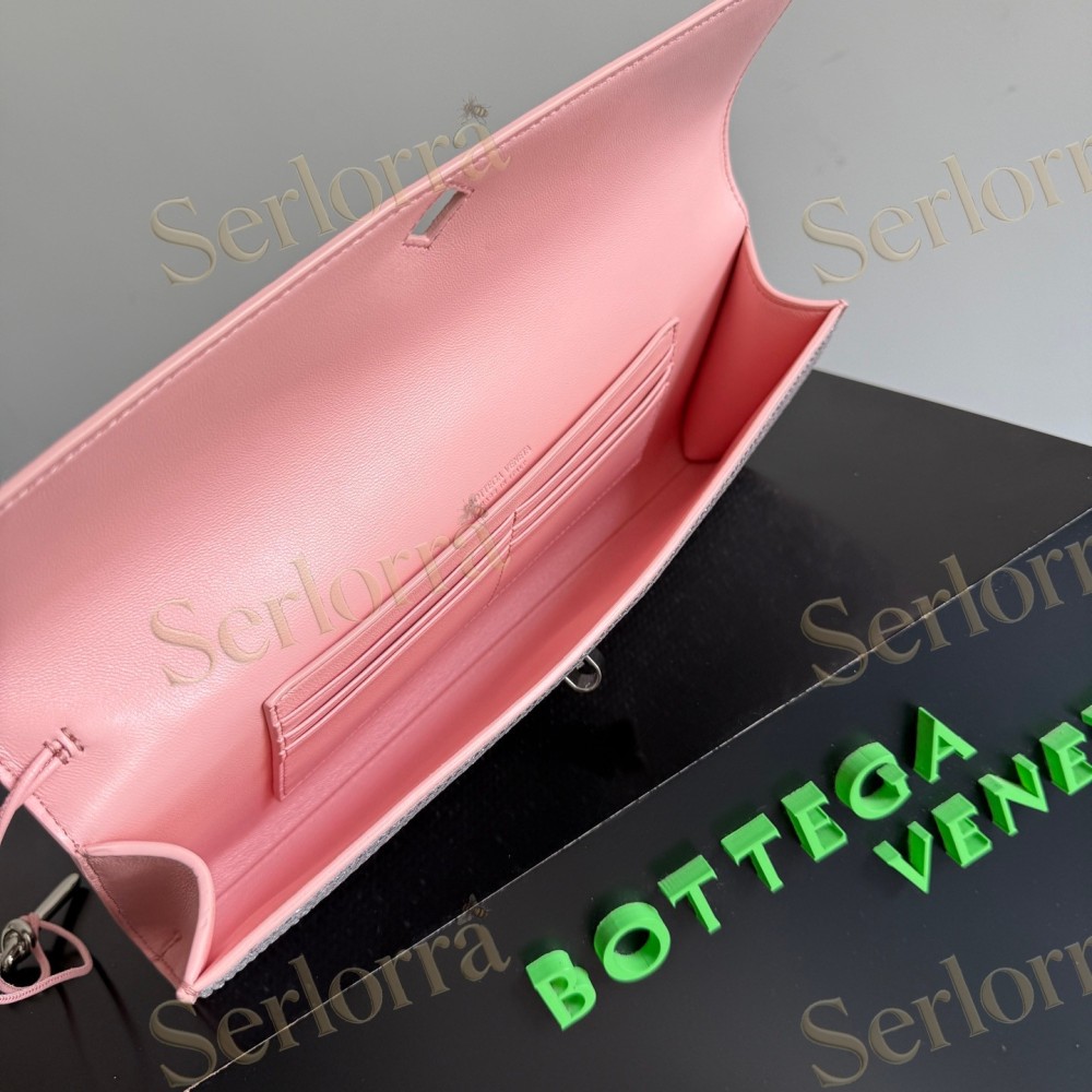 BOTTEGA VENETA LEATHER CRYSTAL-EMBELLISHED ANDIAMO CLUTCH BAG