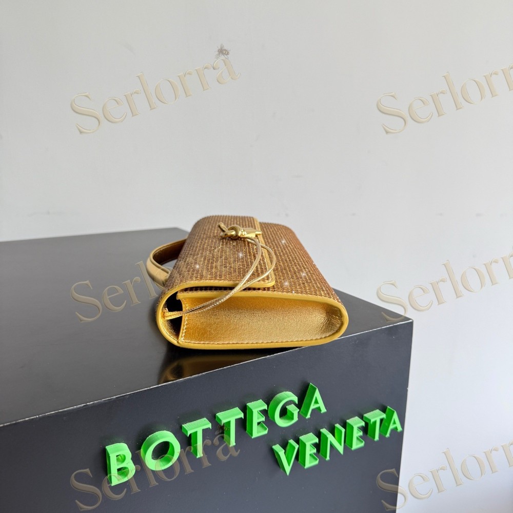 BOTTEGA VENETA LEATHER CRYSTAL-EMBELLISHED ANDIAMO CLUTCH BAG
