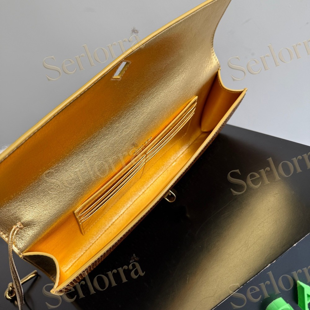 BOTTEGA VENETA LEATHER CRYSTAL-EMBELLISHED ANDIAMO CLUTCH BAG