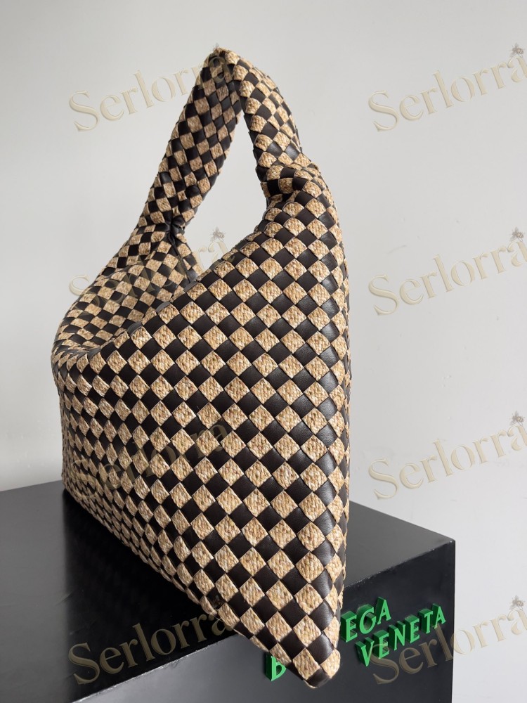BOTTEGA VENETA RAFFIA AND COWHIDE HOP