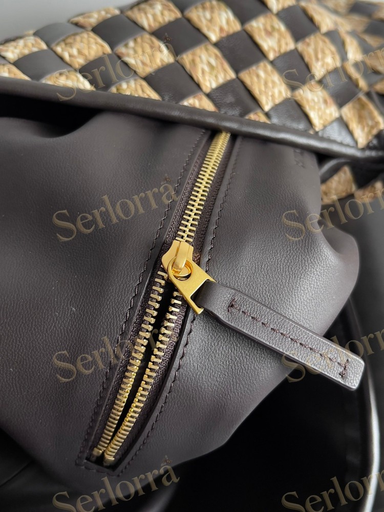 BOTTEGA VENETA RAFFIA AND COWHIDE HOP