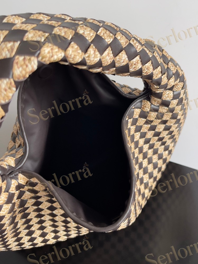 BOTTEGA VENETA RAFFIA AND COWHIDE HOP