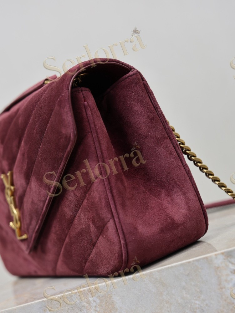YSL LOULOU MATELASSÉ SUEDE SHOULDER BAG
