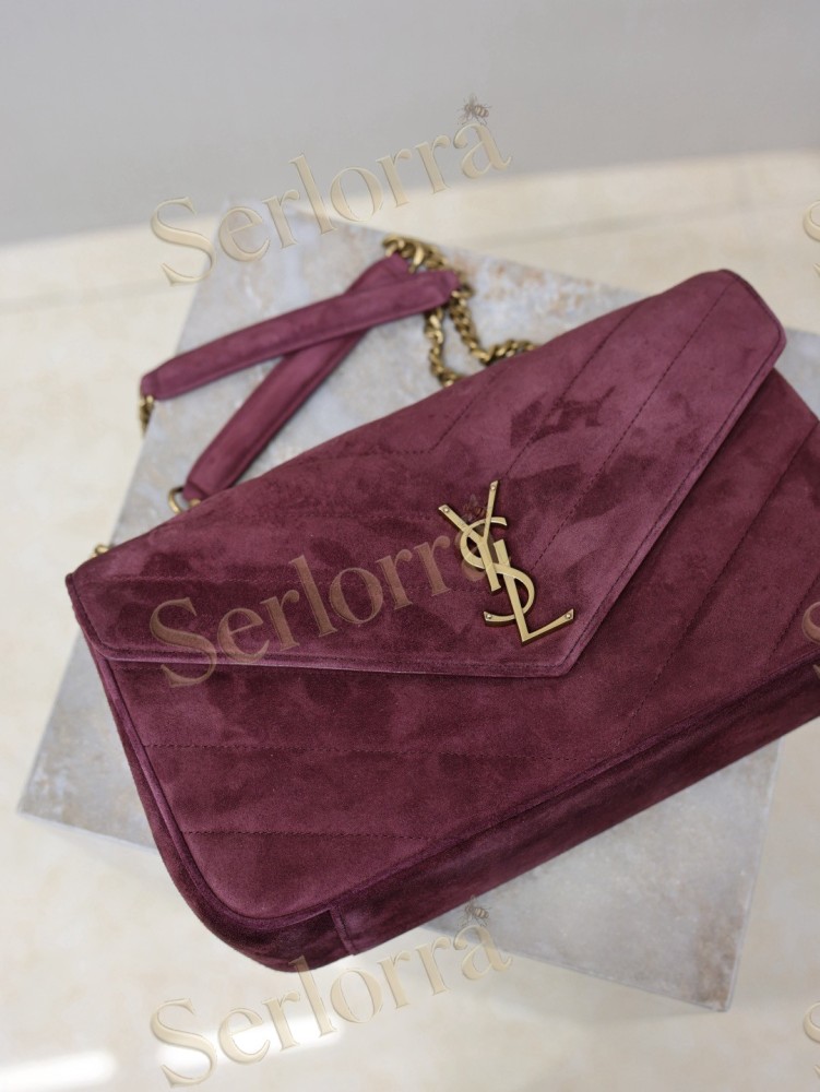 YSL LOULOU MATELASSÉ SUEDE SHOULDER BAG