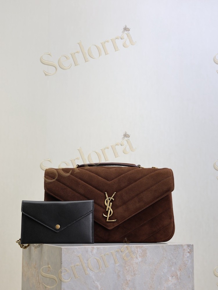 YSL LOULOU MATELASSÉ SUEDE SHOULDER BAG