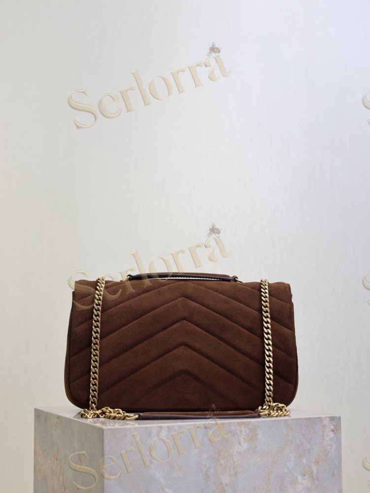 YSL LOULOU MATELASSÉ SUEDE SHOULDER BAG