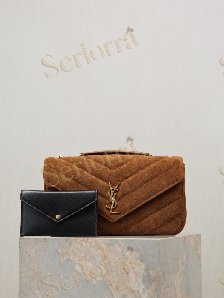 YSL LOULOU MATELASSÉ SUEDE SHOULDER BAG