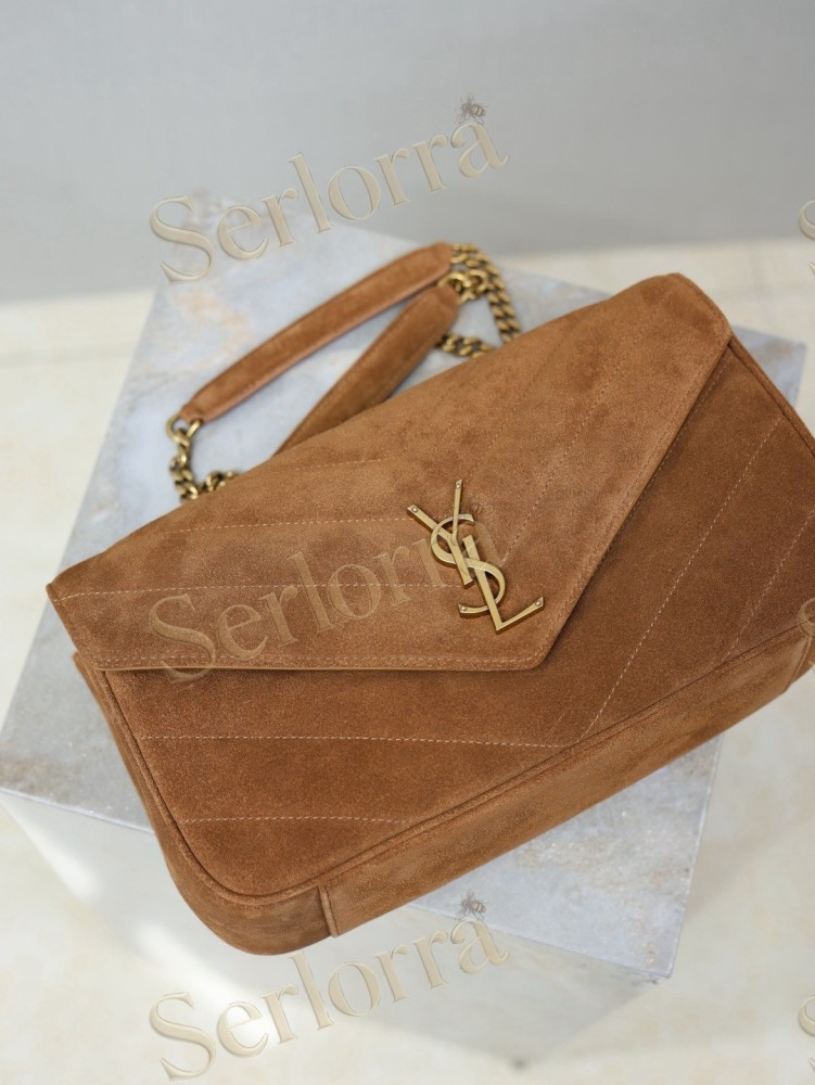 YSL LOULOU MATELASSÉ SUEDE SHOULDER BAG