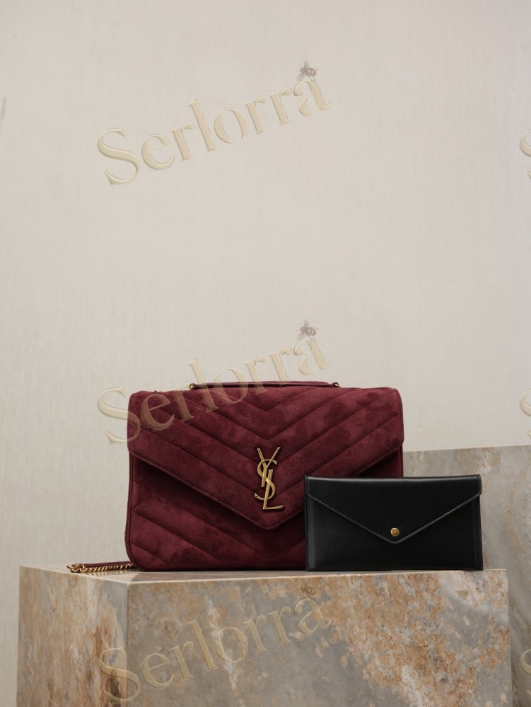 YSL LOULOU MATELASSÉ SUEDE SHOULDER BAG