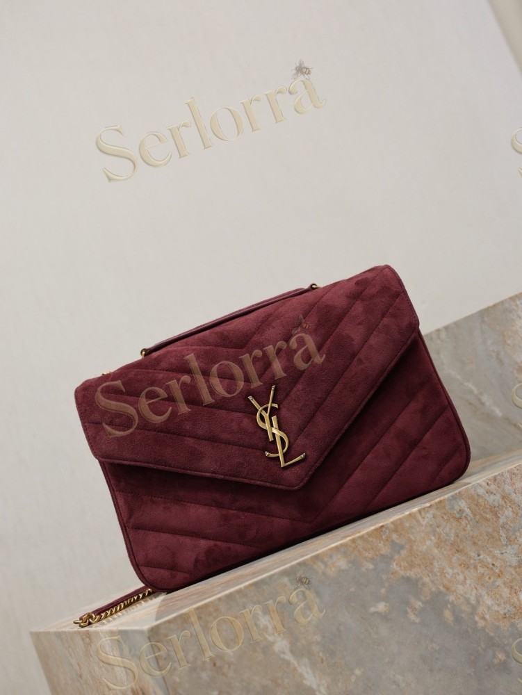 YSL LOULOU MATELASSÉ SUEDE SHOULDER BAG