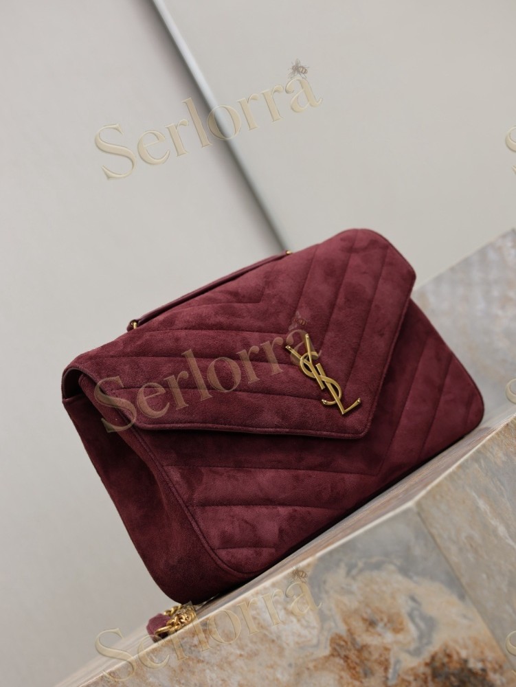 YSL LOULOU MATELASSÉ SUEDE SHOULDER BAG