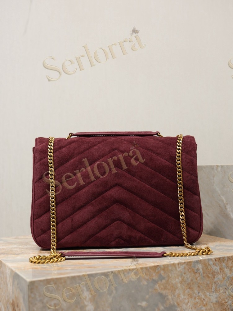 YSL LOULOU MATELASSÉ SUEDE SHOULDER BAG