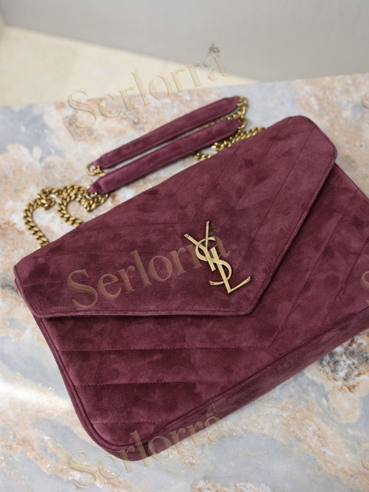 YSL LOULOU MATELASSÉ SUEDE SHOULDER BAG