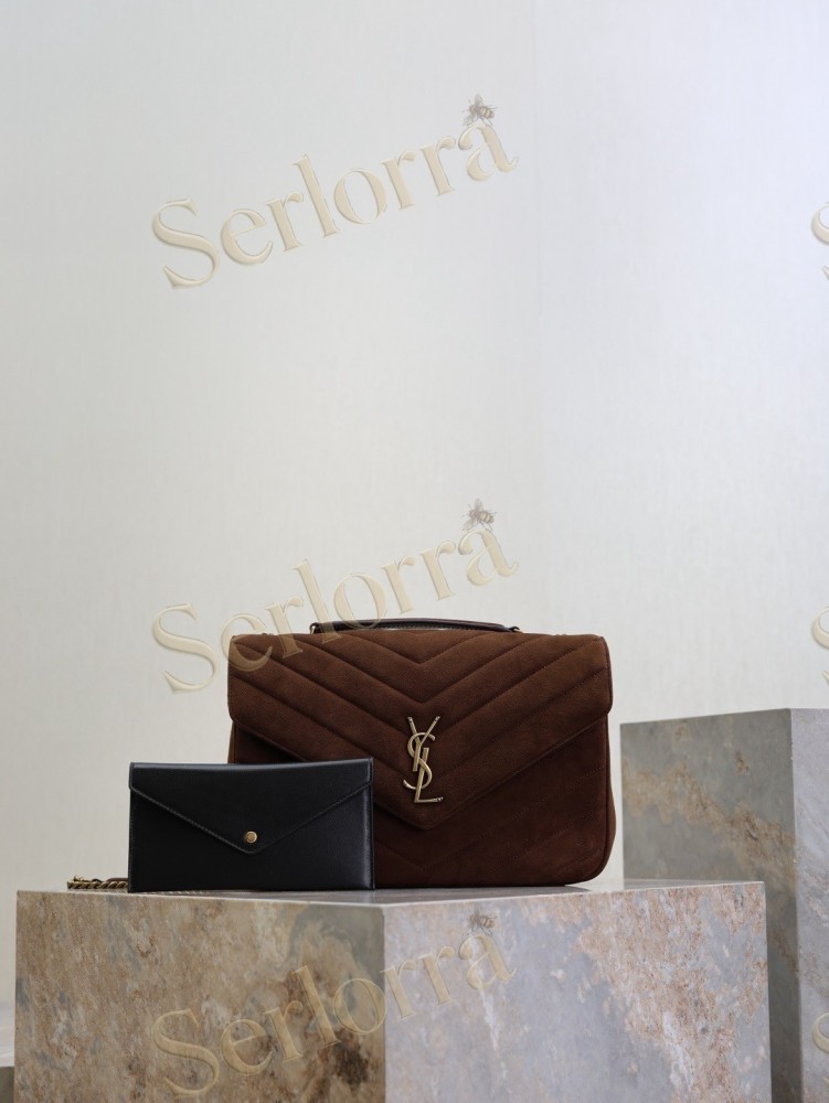 YSL LOULOU MATELASSÉ SUEDE SHOULDER BAG