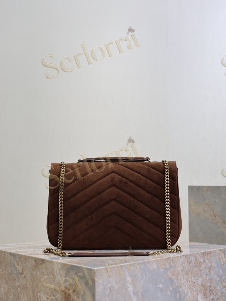 YSL LOULOU MATELASSÉ SUEDE SHOULDER BAG