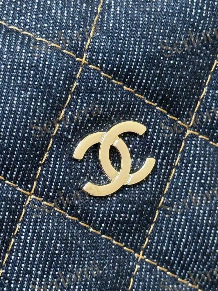CHANEL MASTER QUILTED DARK DENIM HOBO SHOULDER BAG