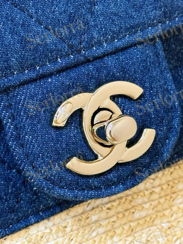 MASTER CHANEL RAFFIA DENIM SHOPPING TOTE