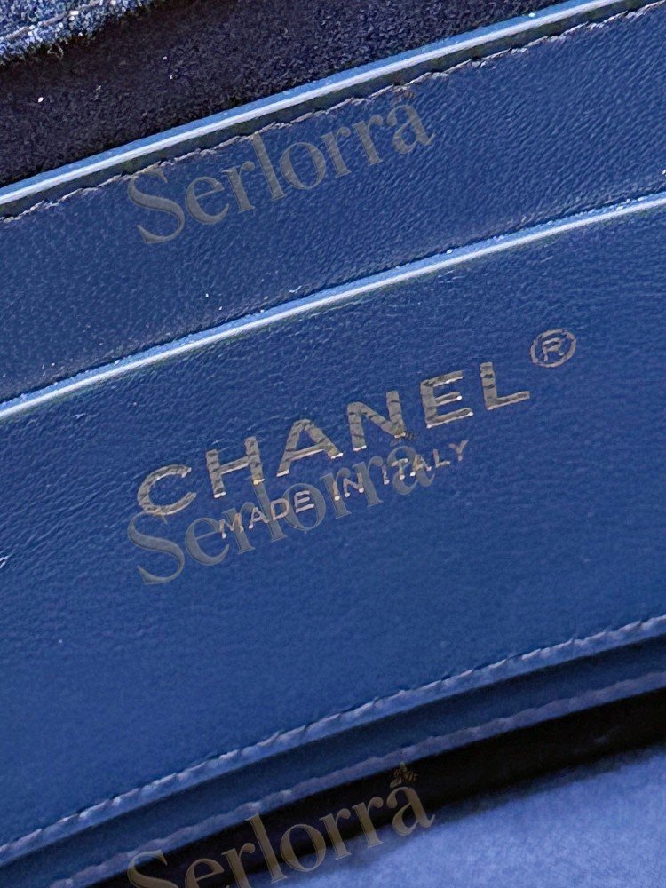 MASTER CHANEL RAFFIA DENIM SHOPPING TOTE
