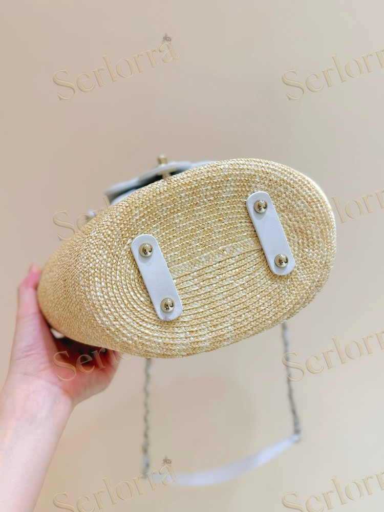 CHANEL MASTER SMALL RAFFIA WHITE LEATHER SHOPPING TOTE