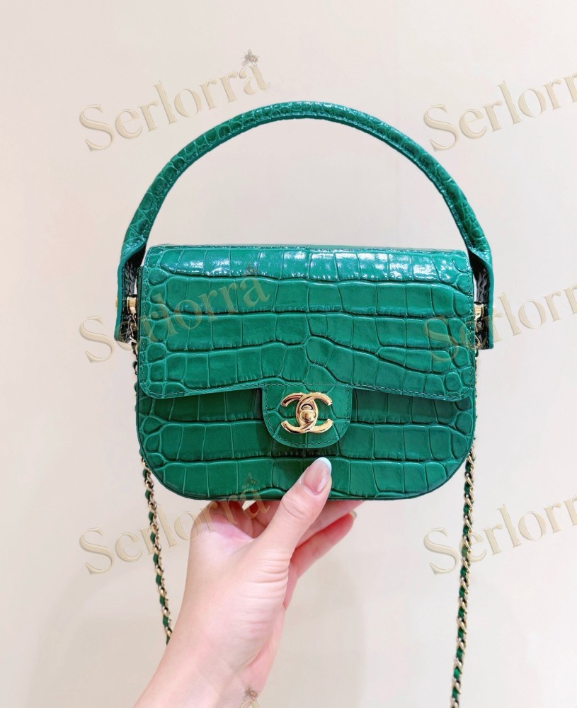 CHANEL MASTER GREEN CROCODILE NUOVA IMPALA FLAP BAG
