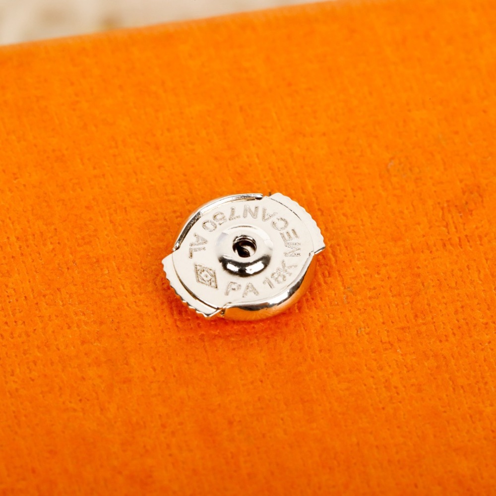 LV GRID FULL CRYSTAL SILVER HALF HOOP EARRINGS