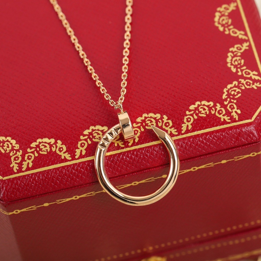 CARTIER PINK STONE MOON PENDANT NECKLACE FULL SET